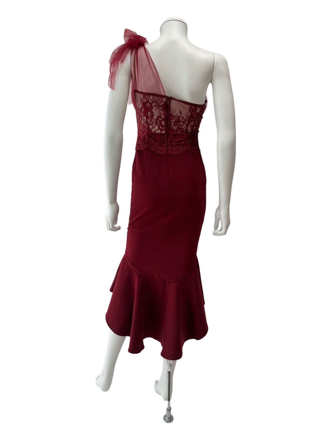 【138】マーメイド レース チュール ワンショルダー ミディアムドレス an