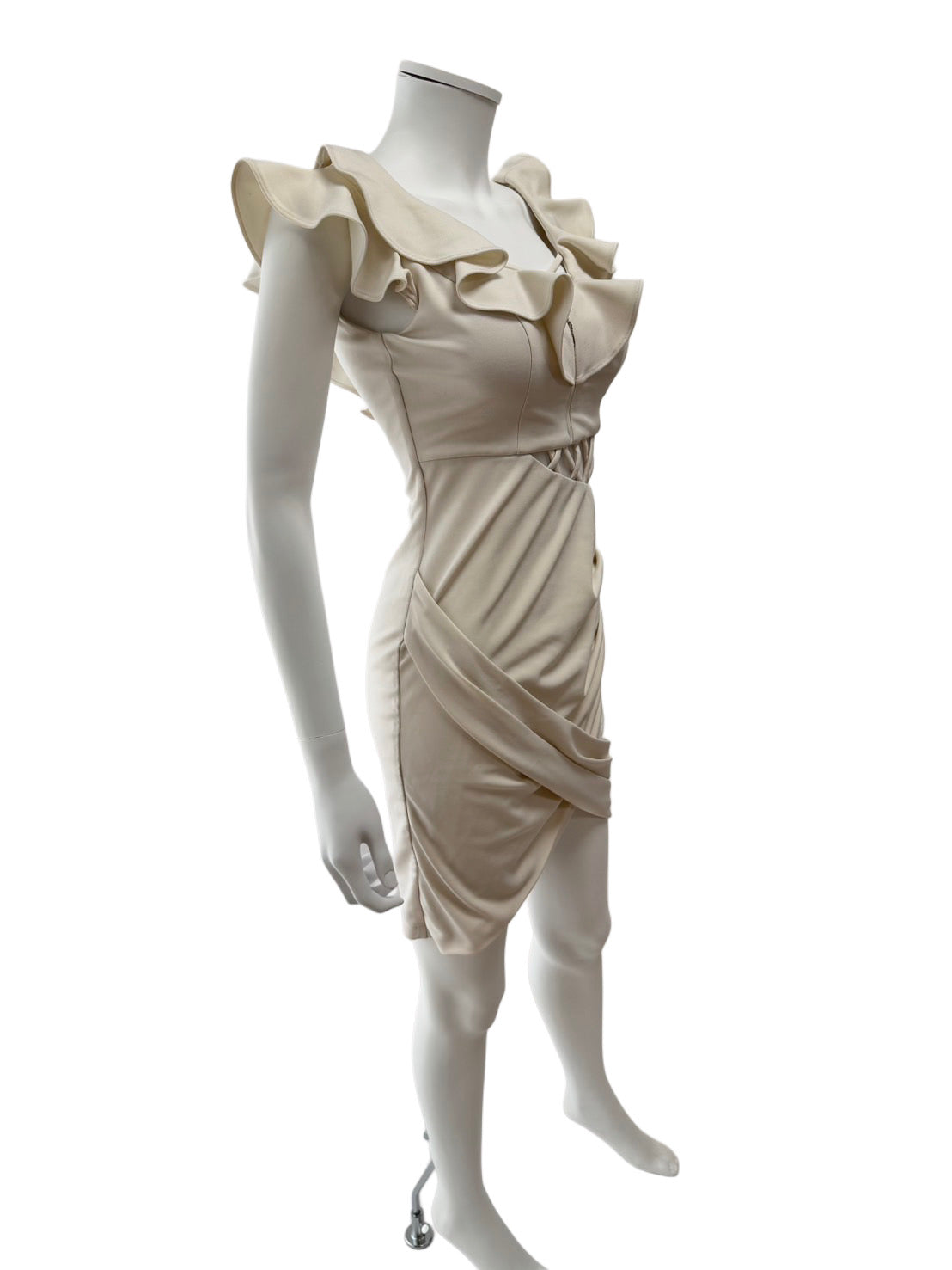 【122】フリル サイドギャザー フロントジップ ミニ丈 ミニドレス Andy GLAMOROUS