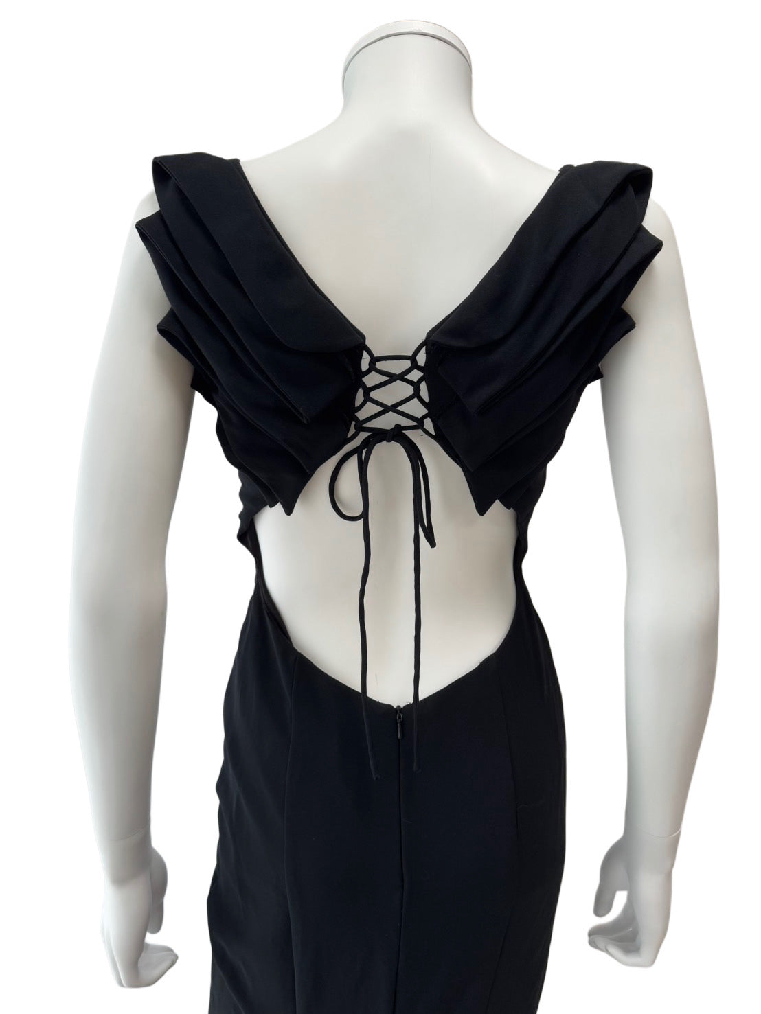 147】ノースリーブ ビジュー シースルー スリット ロングドレス ANGLE