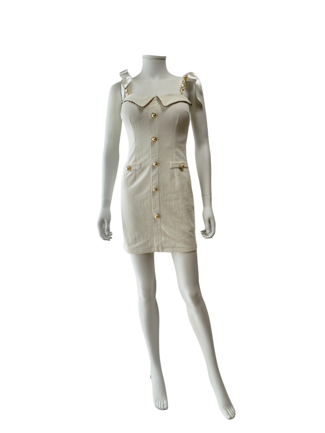 【148】肩リボン ノースリーブ ミニ丈 ミニドレス an