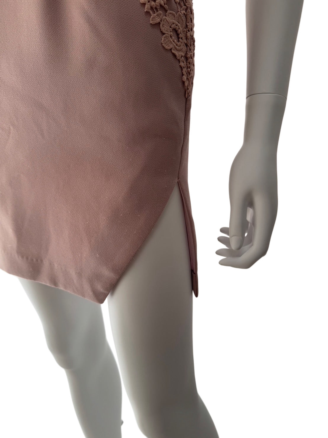 【103】ネックリボン レース スリット ミニ丈 ミニドレス an