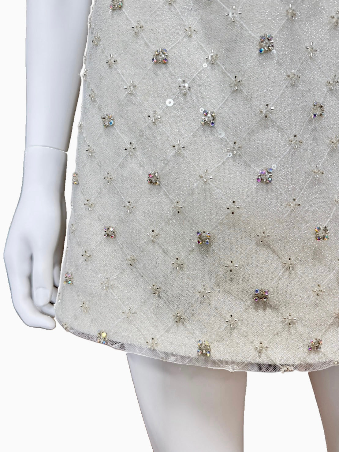 【183】ノースリーブ ビジュー リボン スリット Aライン ROBE de FLEURS