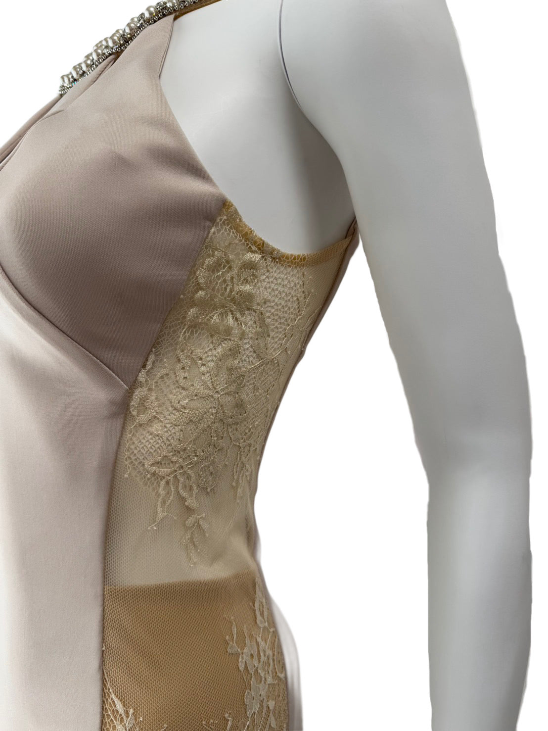 【113】ビジュー シースルー ノースリーブ ミニ丈 ミニドレス ANGLE R