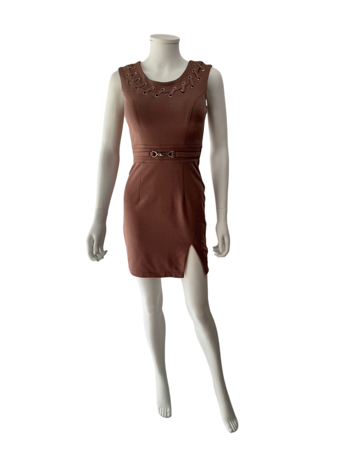 【102】ノースリーブ ベルト スリット ミニ丈 ミニドレス ANDY GLAMOROUS