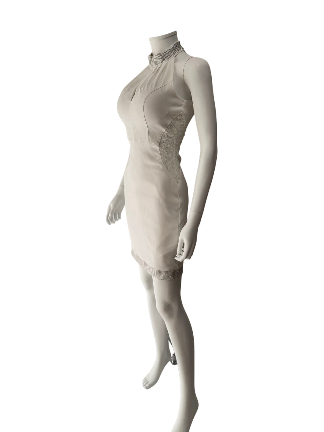 【104】ハイネック ビジュー レース ミニ丈 ミニドレス Andy