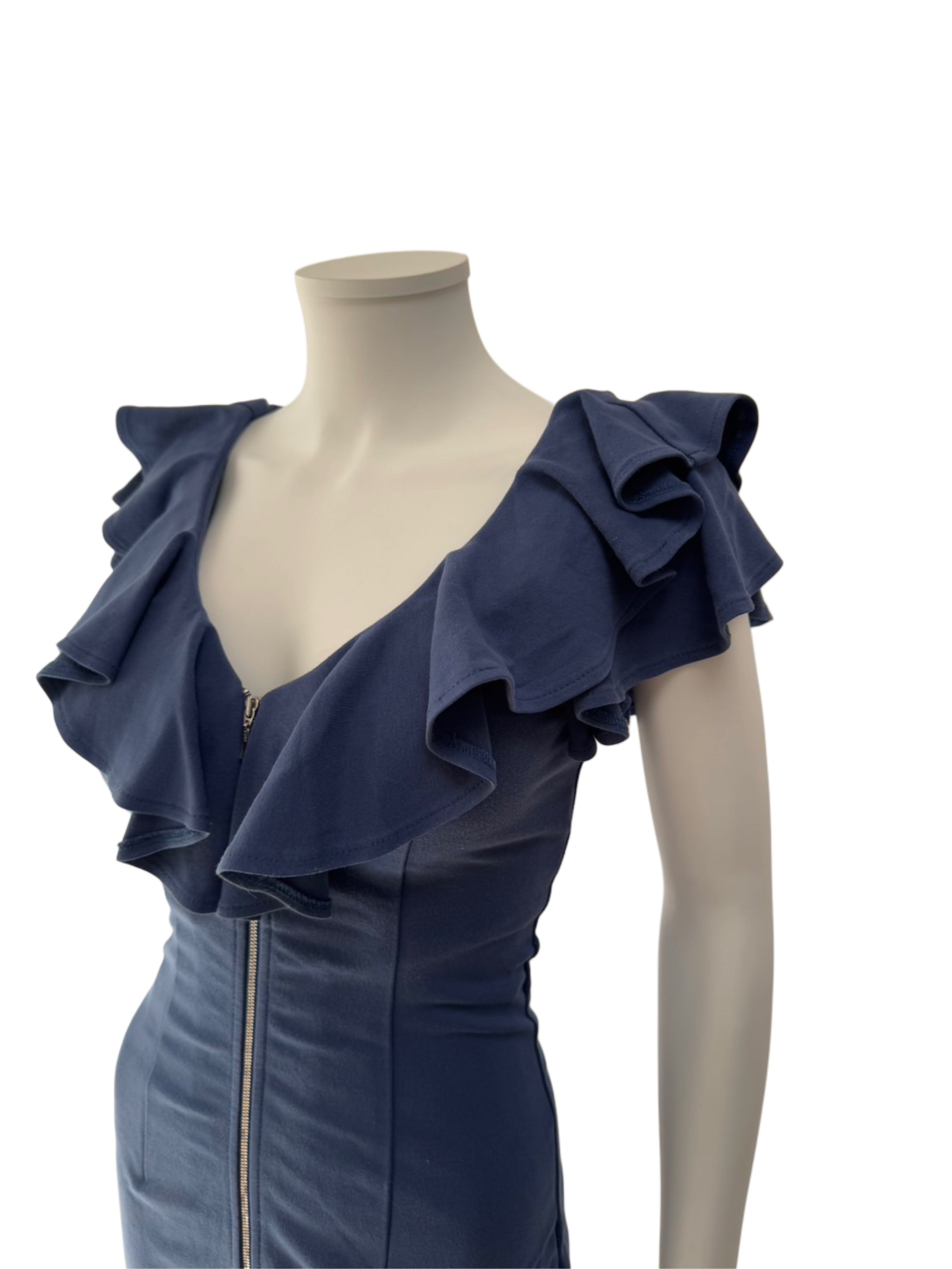 【100】フリル フロントジップ ひざ丈 ミディアムドレス DEA.by ROBE de FLEURS