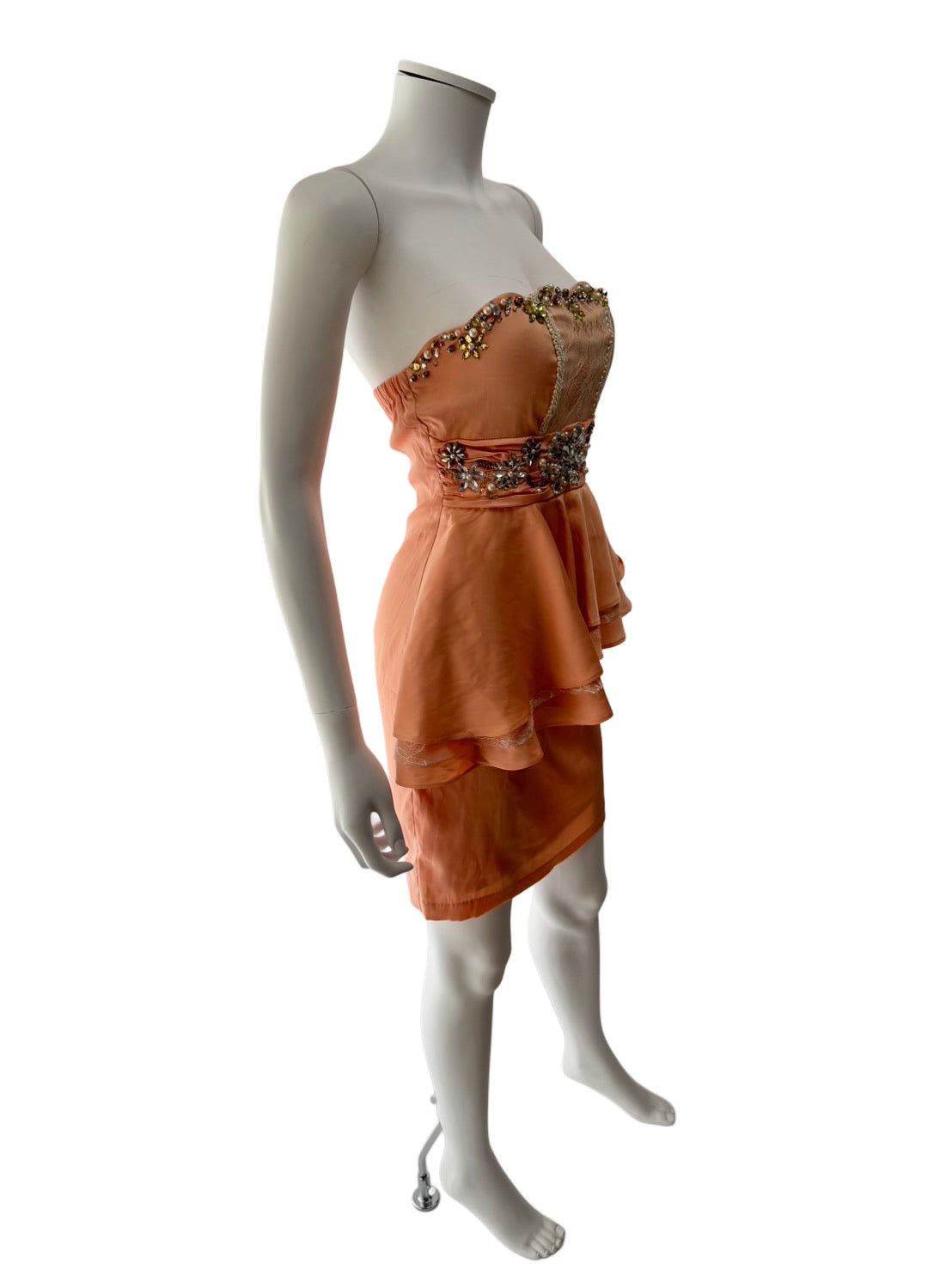 【130】ペプラム ビジュー ミニ丈 ミニドレス ROBE de FLEURS