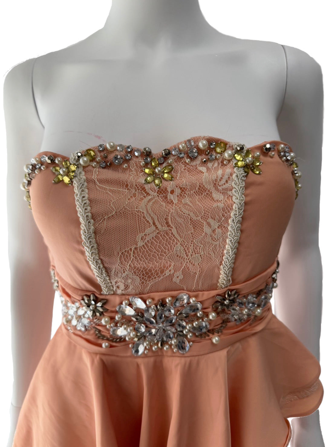 【130】ペプラム ビジュー ミニ丈 ミニドレス ROBE de FLEURS