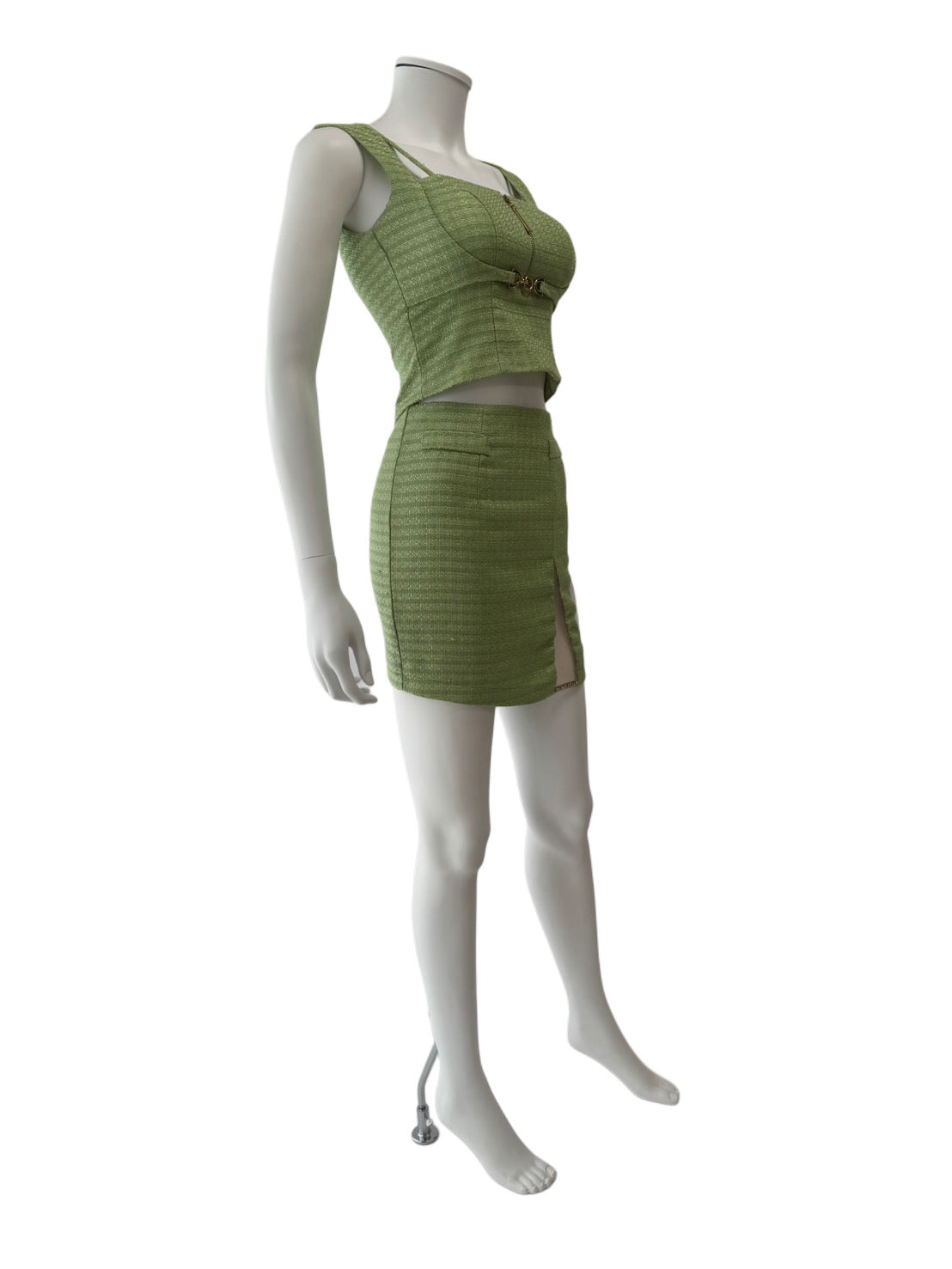 146】セットアップ シースルー お腹見せ フロントジップ ノースリーブ