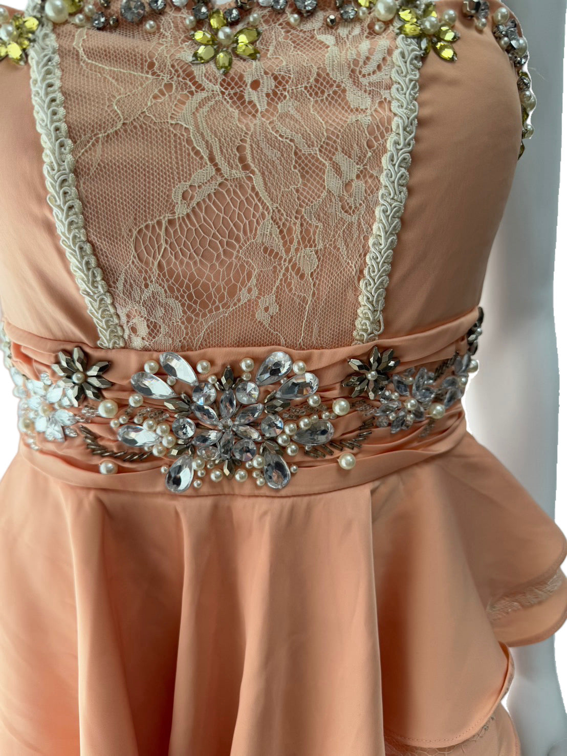 【130】ペプラム ビジュー ミニ丈 ミニドレス ROBE de FLEURS