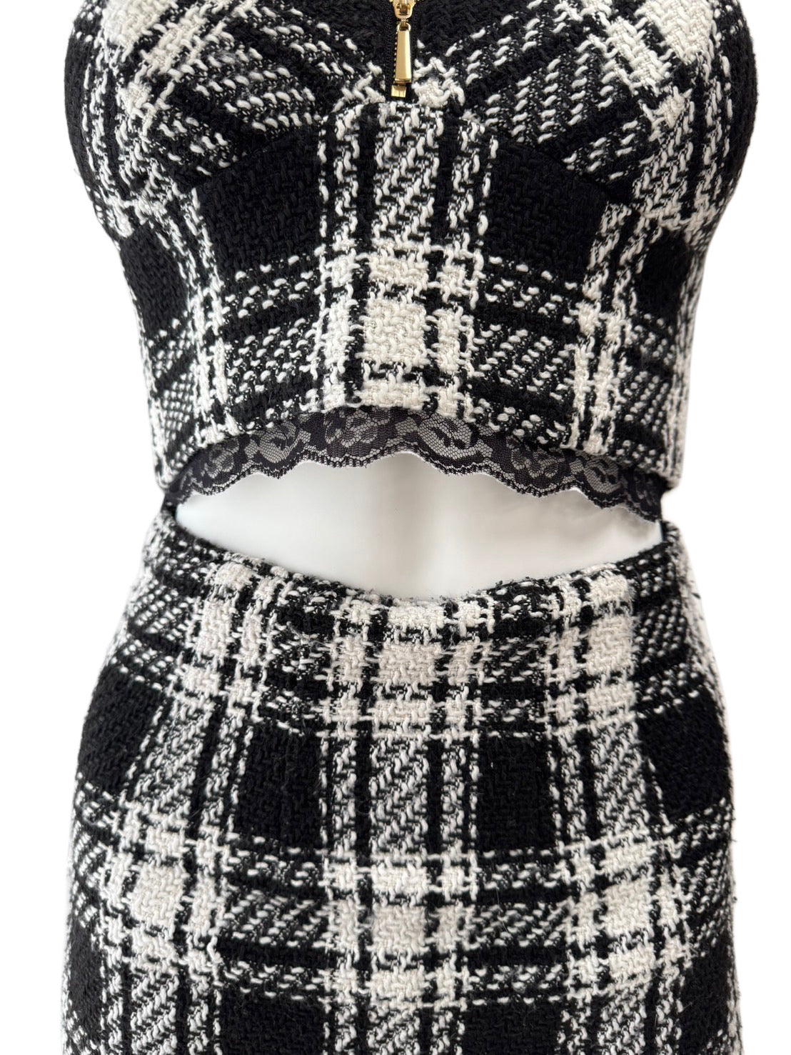 【150】セットアップ フロントジップ ノースリーブ レース チャック ROBE de FLEURS