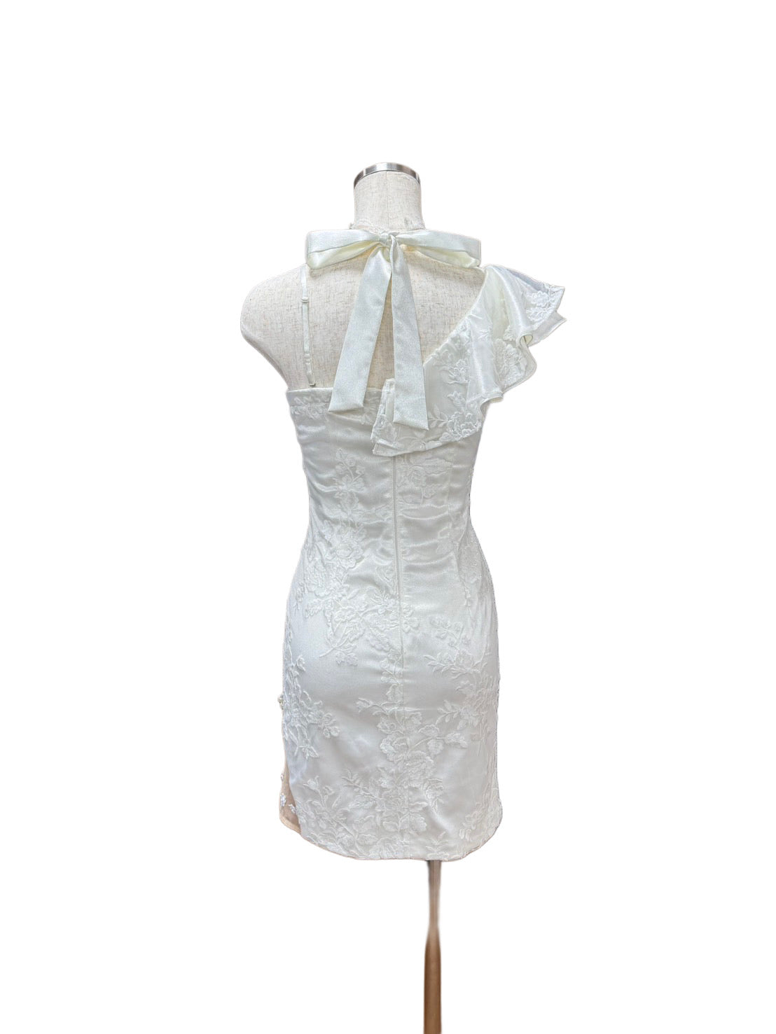 【176】ネックリボン ビジュー レース シースルー パール ROBE de FLEURS