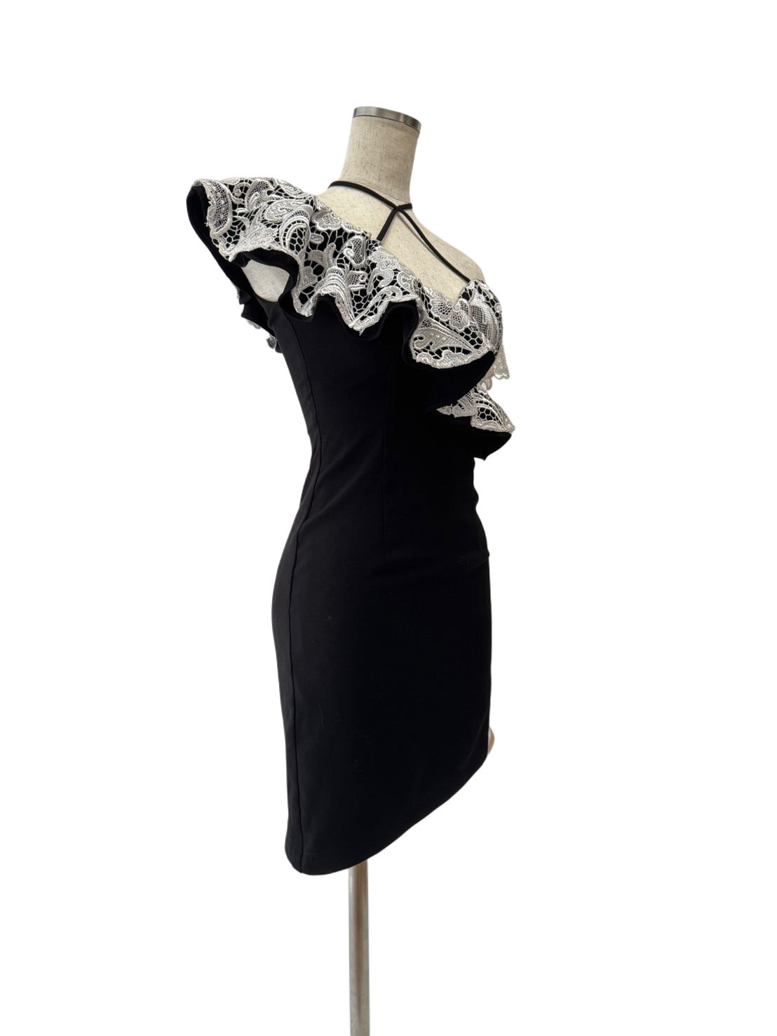 【140】レース フリル シースルー オフショルダー ネックリボン ROBE de FLEURS Glossy