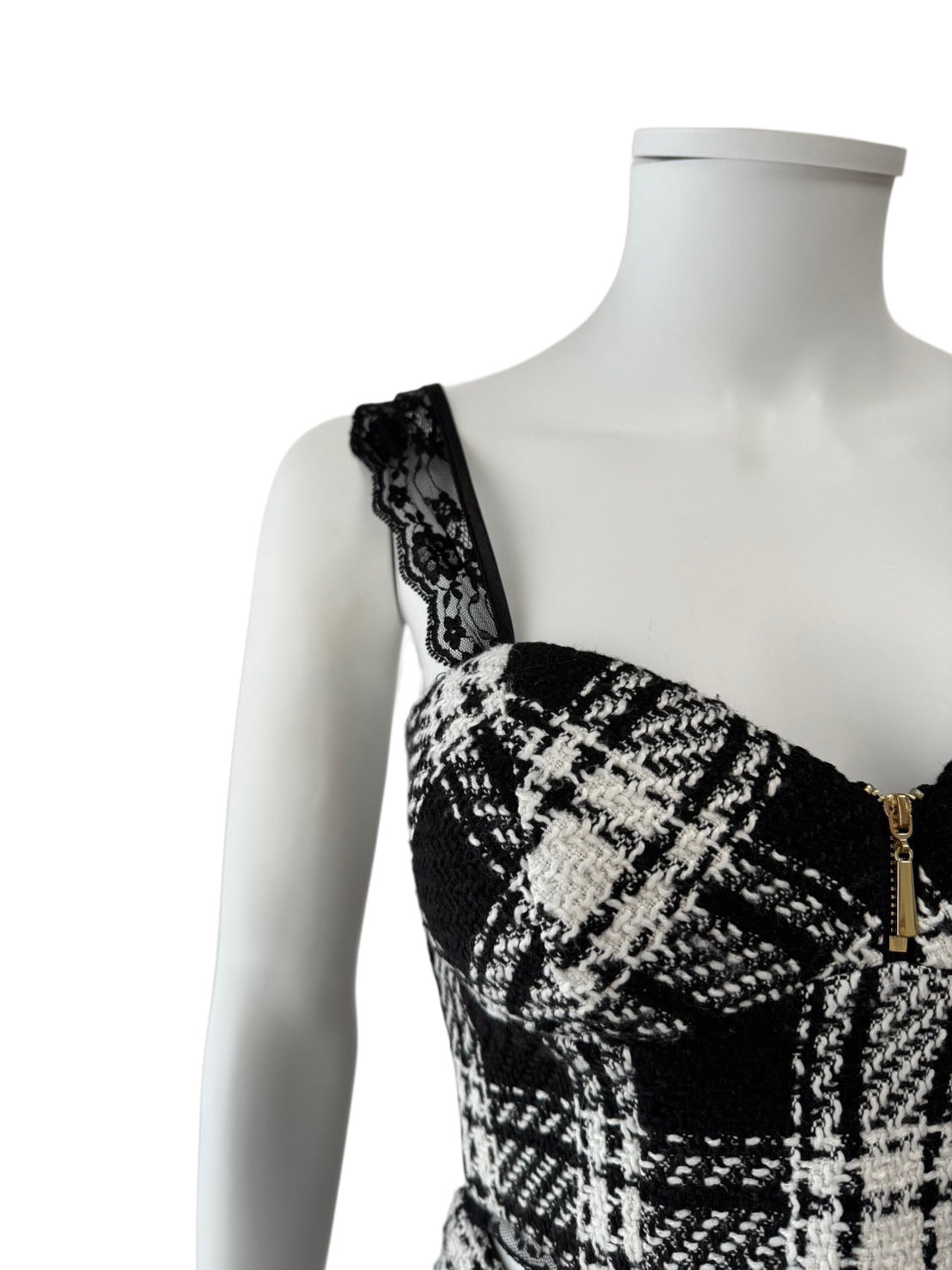 【150】セットアップ フロントジップ ノースリーブ レース チャック ROBE de FLEURS