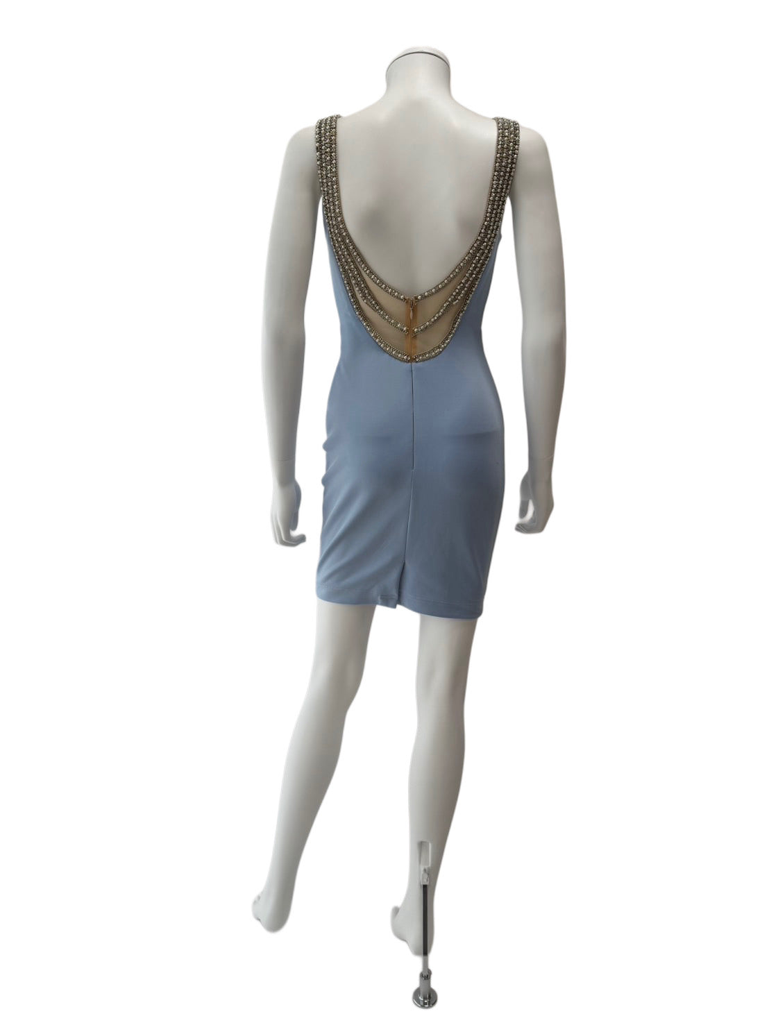 072】ノースリーブ おなか見せ ビジュー タイト ミニドレス