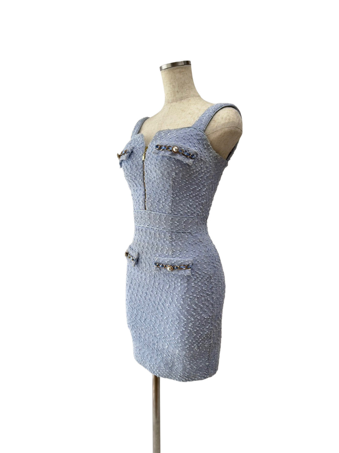 【156】ノースリーブ フロントジップ ミニドレス an