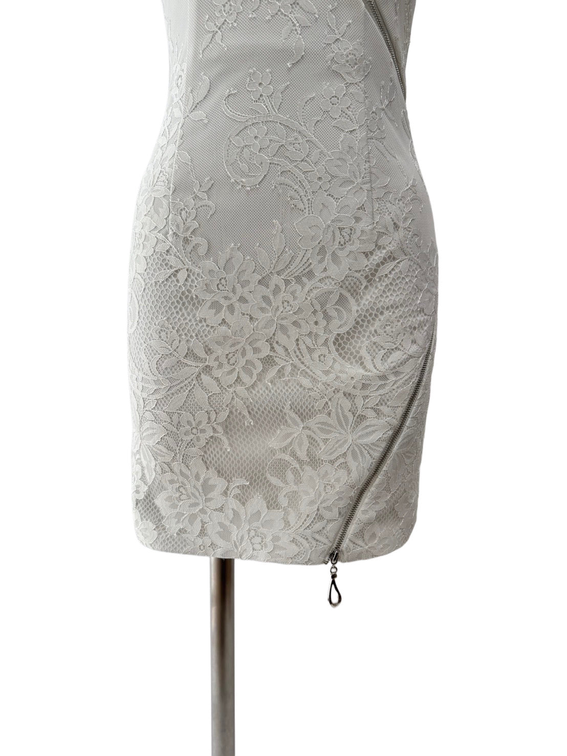 【155】ネックリボン ワンショルダー レース ジップ ROBE de FLEURS Glossy