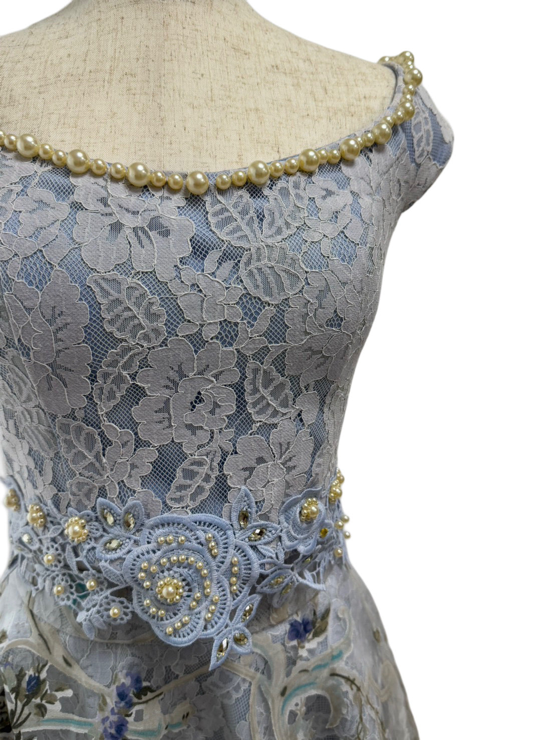 【123】セットアップ パール レース フレア ミニドレス an