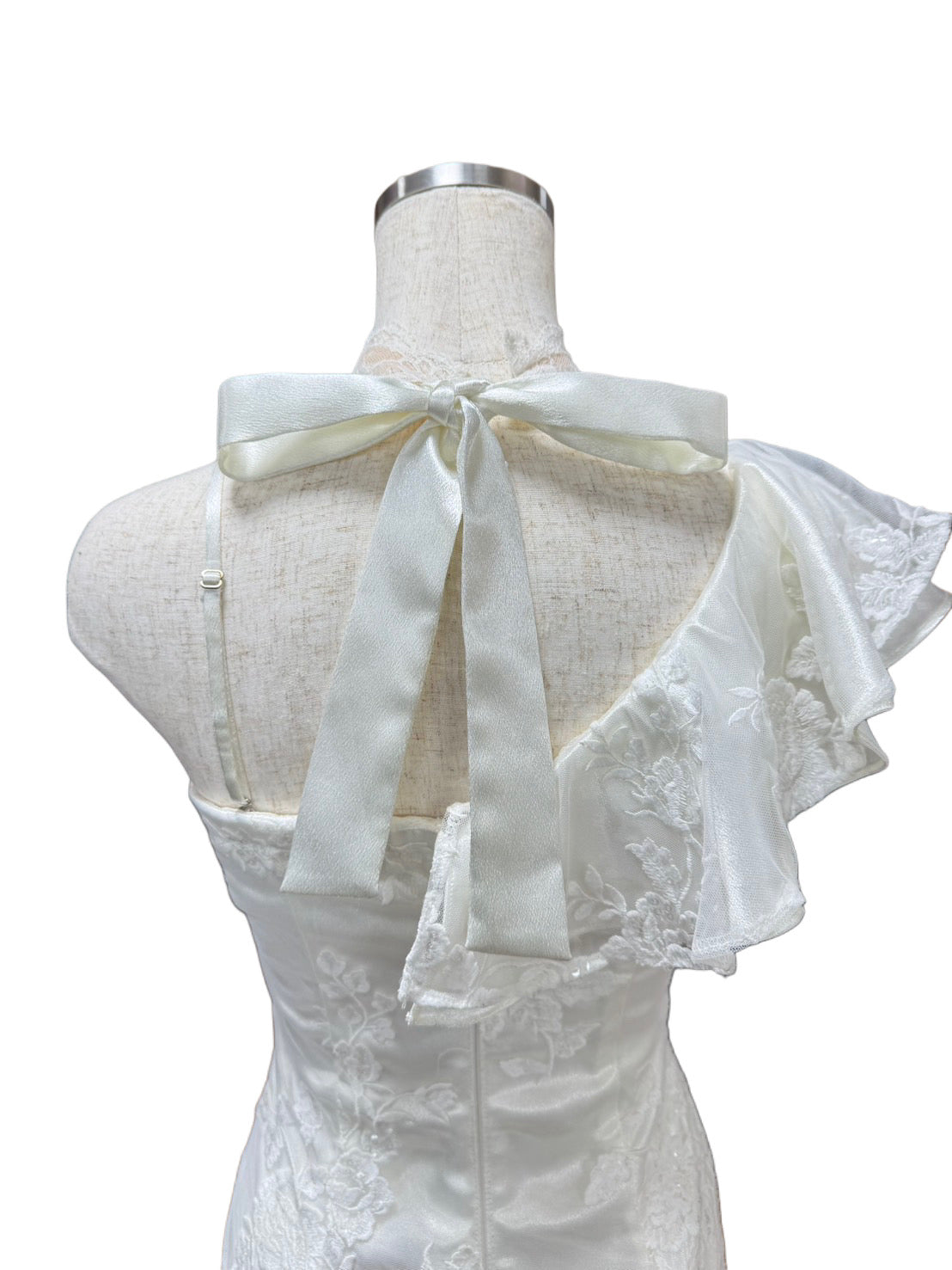 【176】ネックリボン ビジュー レース シースルー パール ROBE de FLEURS