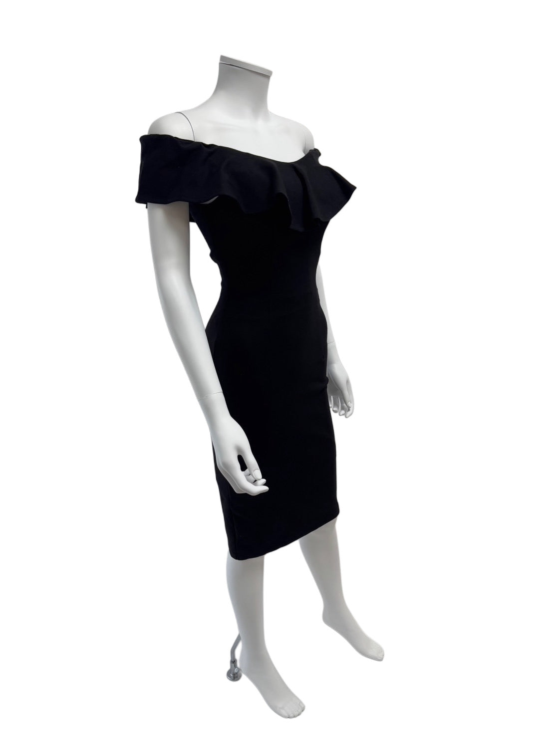 【119】オフショルダー フリル ひざ丈 ミディアムドレス DISESTESSI