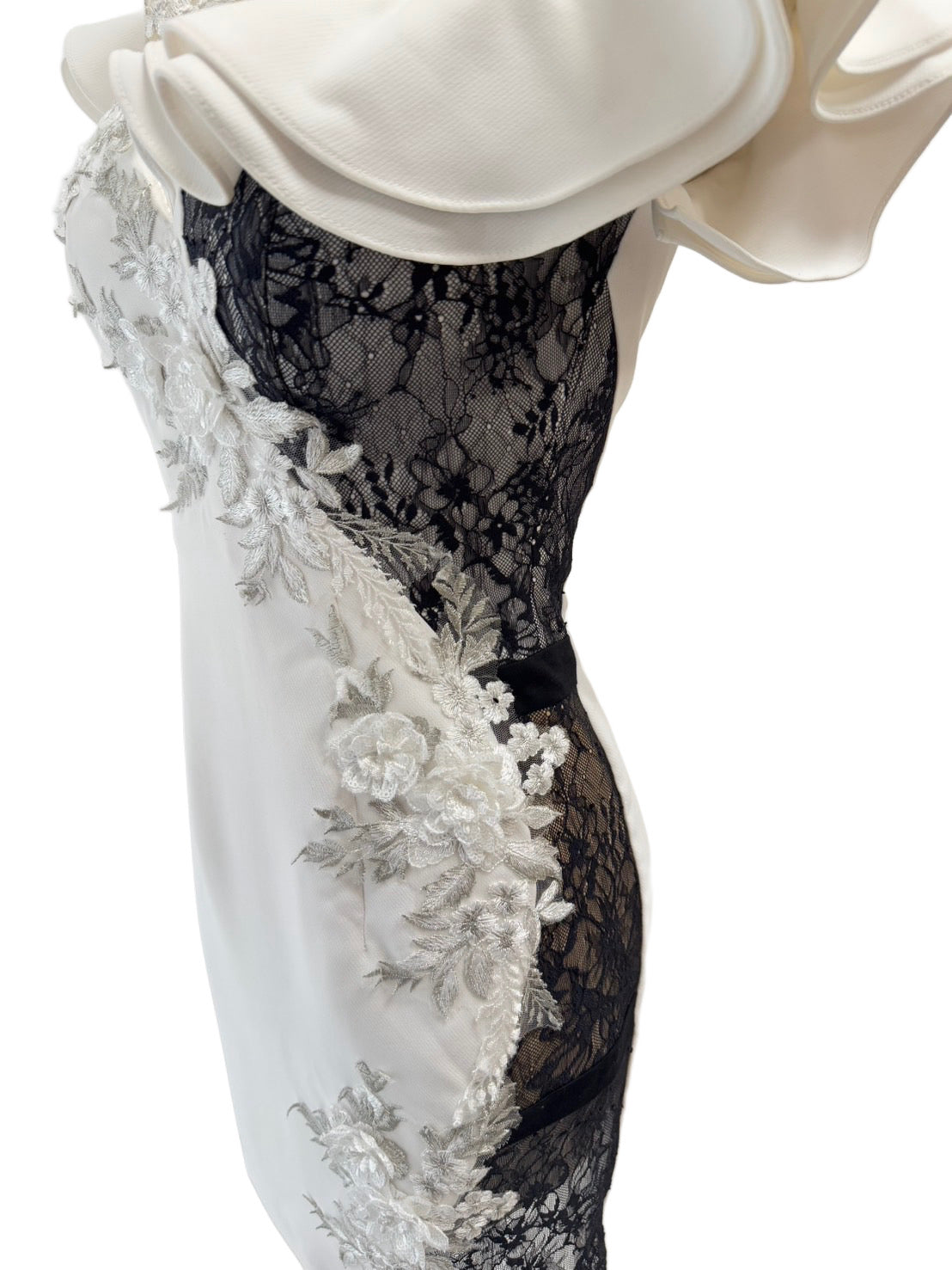 【118】レース フリル シースルー ミニ丈 ミニドレス ROBE de FLEURS Glossy