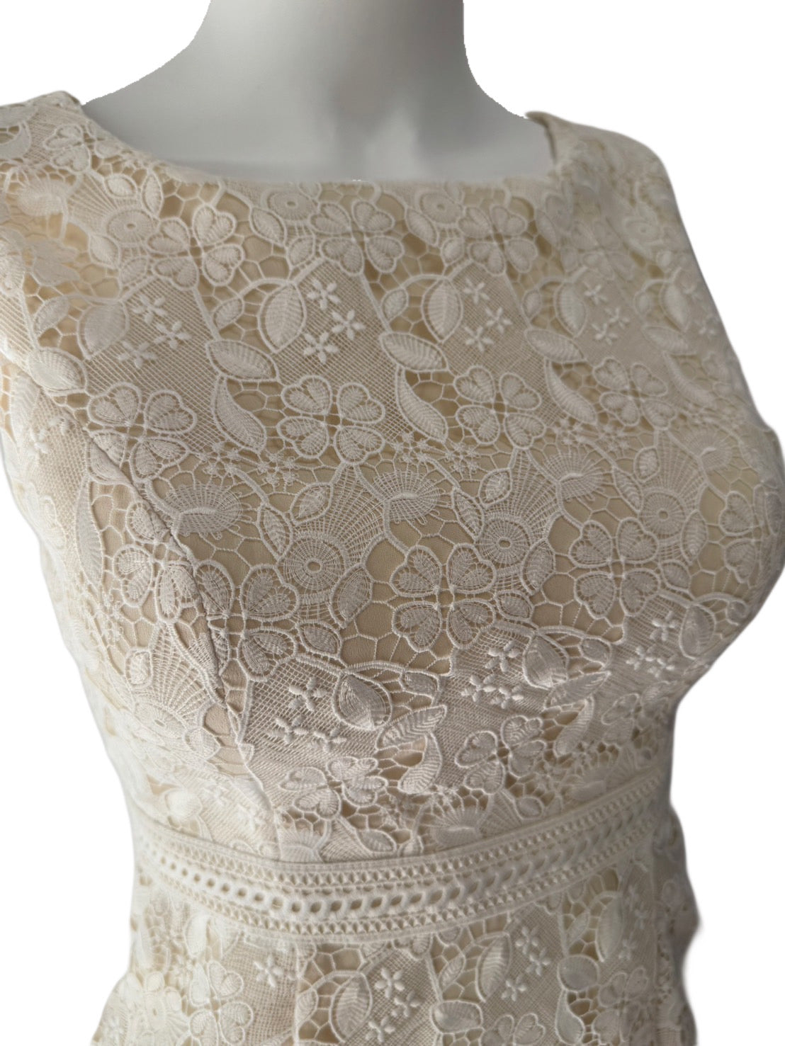 【106】レース ノースリーブ マーメイド ひざ丈 ミディアムドレス