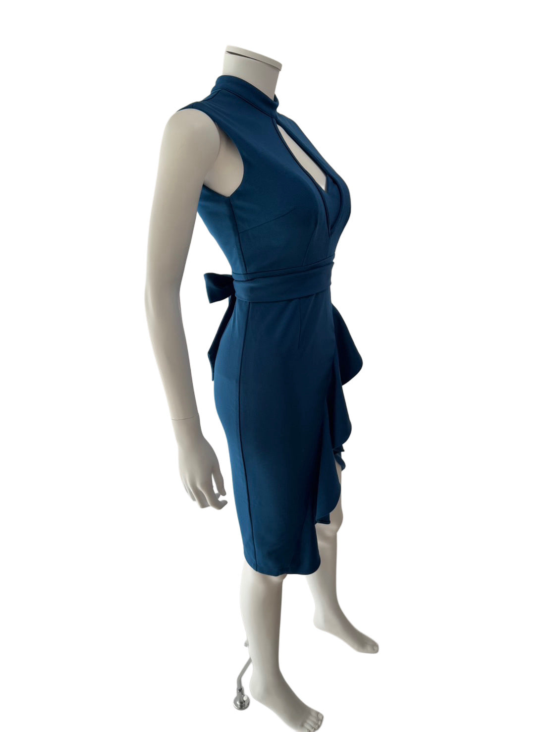 【126】ノースリーブ フリル スリット リボン ハイネック ミディアムドレス Andy GLAMOROUS