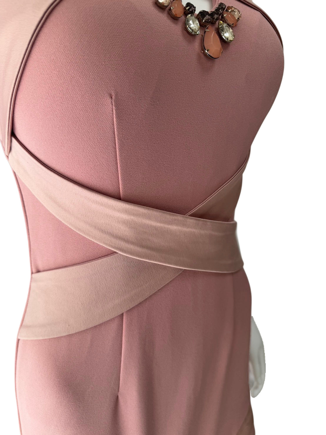 【134】ノースリーブ スリット ビジュー ミニドレス Andy