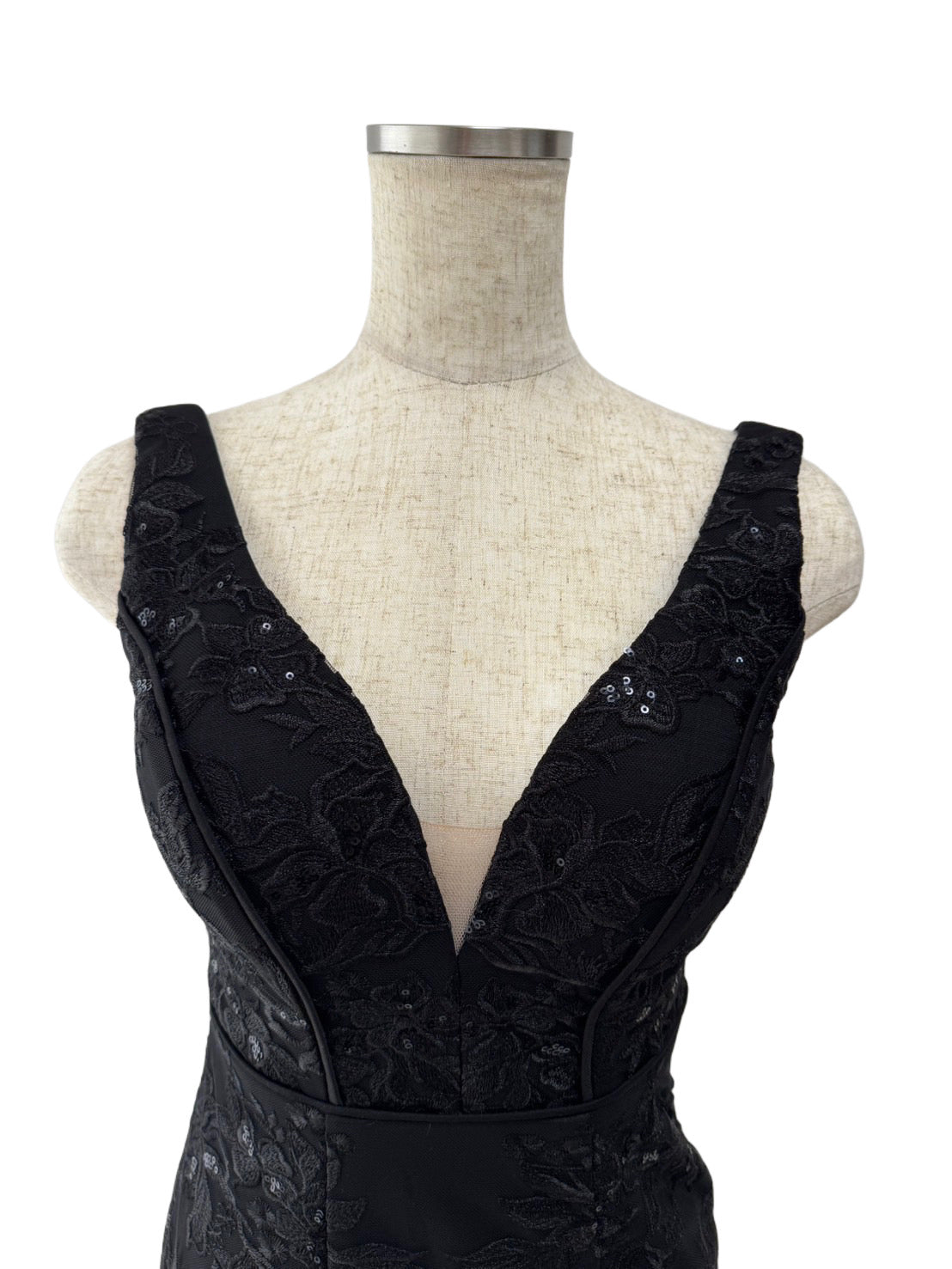 【154】ノースリーブ シースルー ビジュー スリット ROBE de FLEURS Glossy