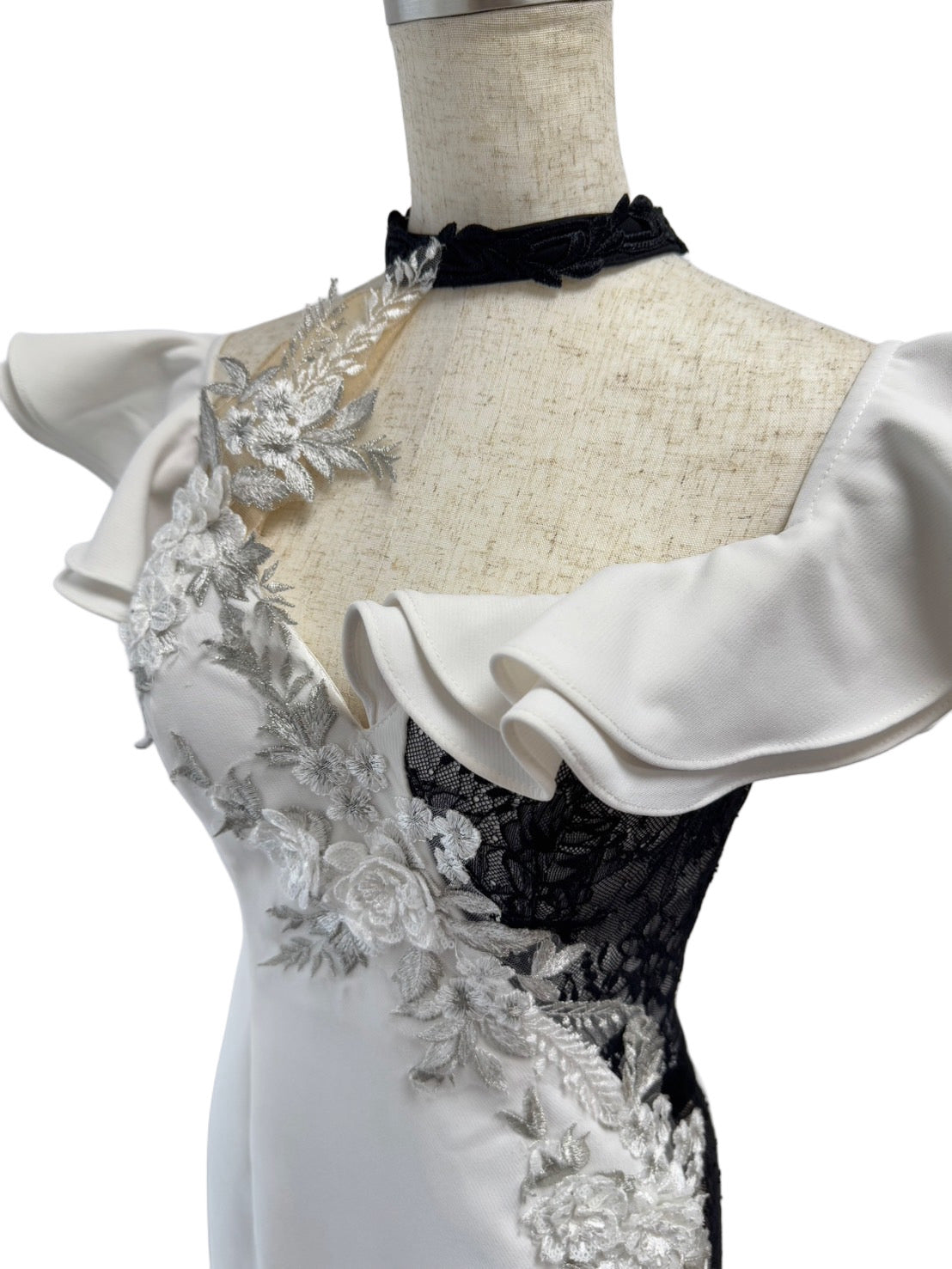 【118】レース フリル シースルー ミニ丈 ミニドレス ROBE de FLEURS Glossy