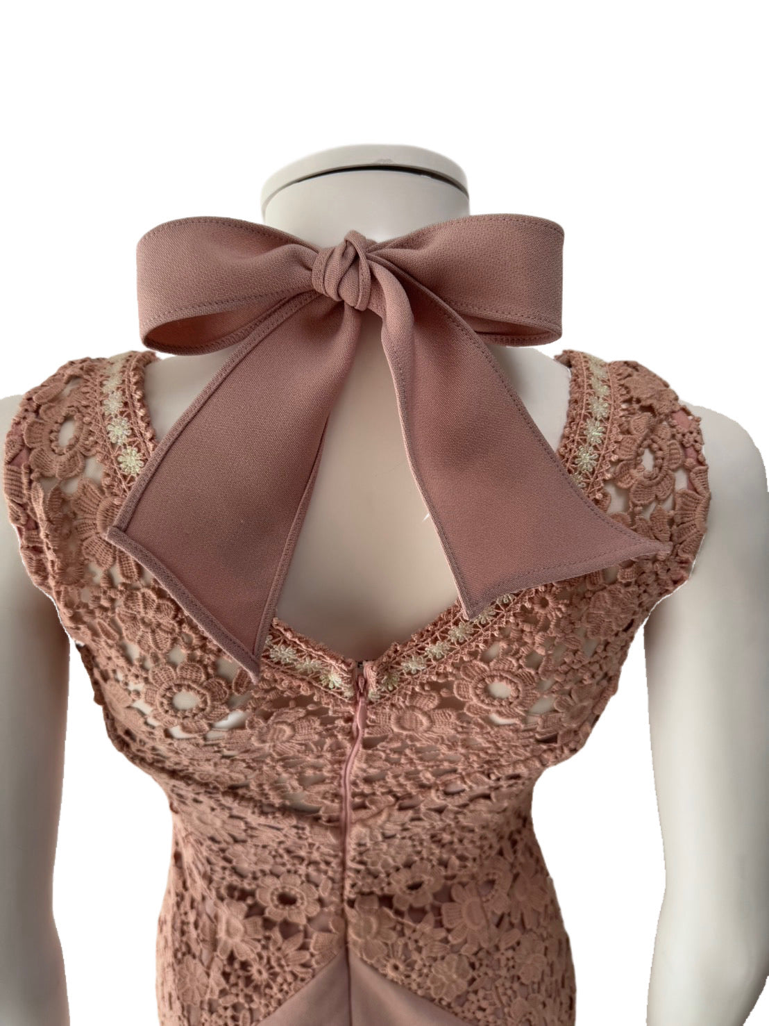 【103】ネックリボン レース スリット ミニ丈 ミニドレス an