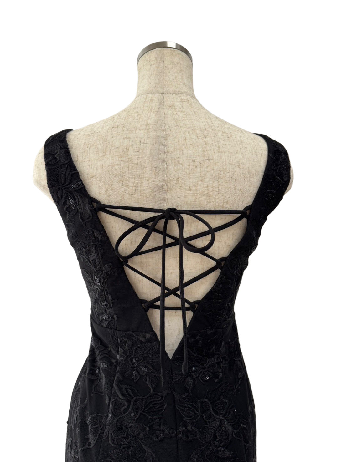 【154】ノースリーブ シースルー ビジュー スリット ROBE de FLEURS Glossy