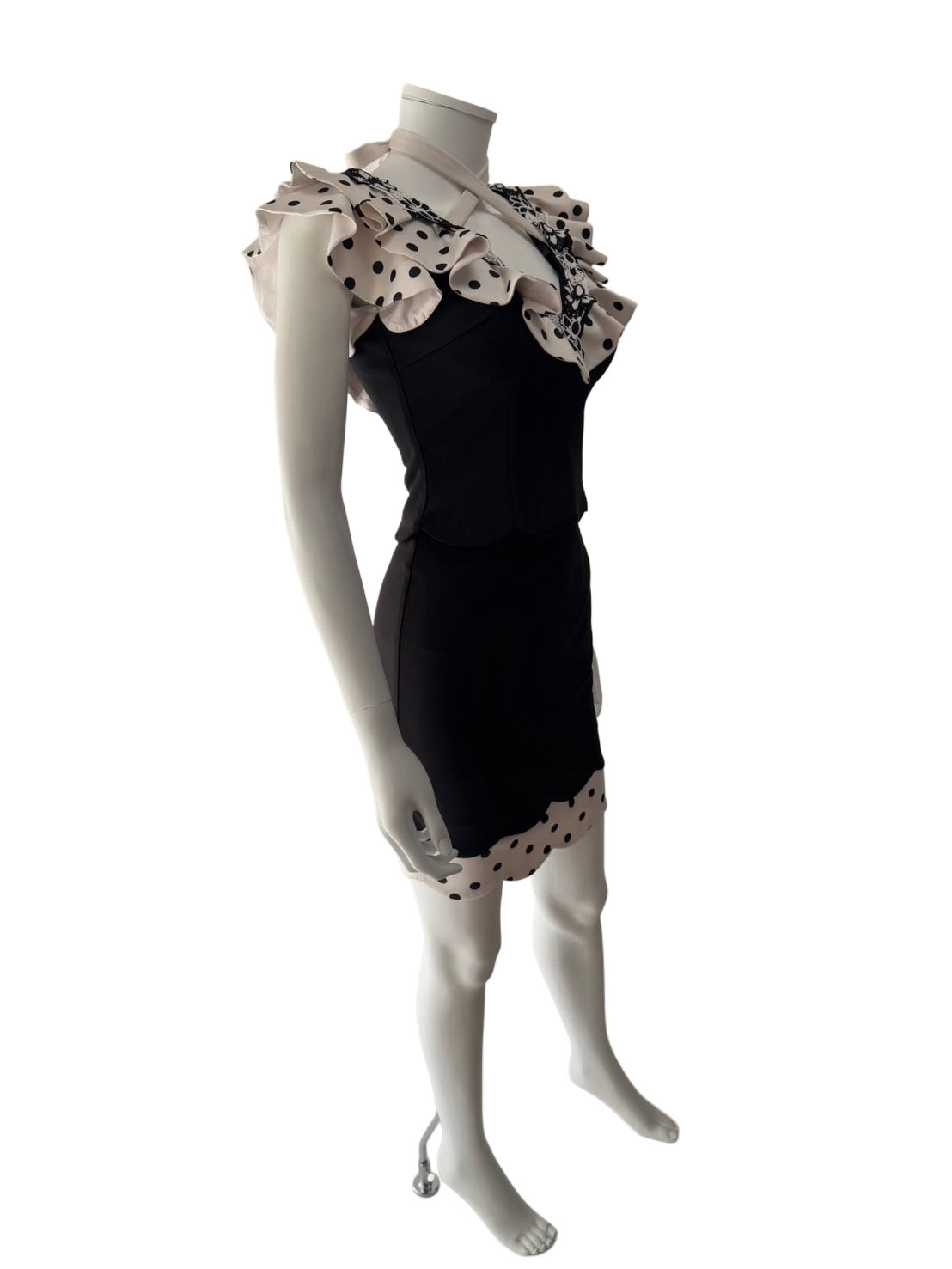 【101】フリル セットアップ ネックリボン ミニ丈 ミニドレス an