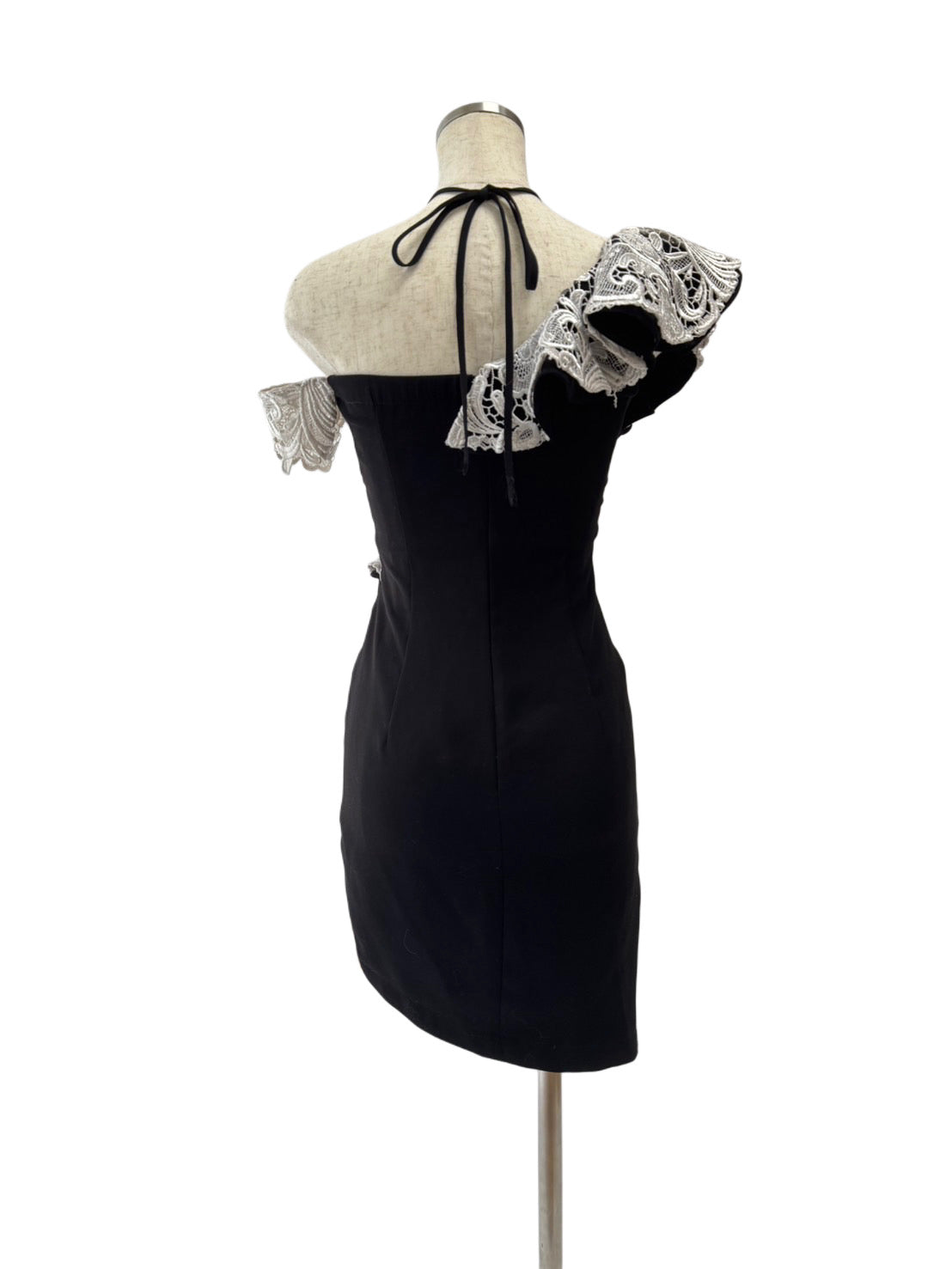 【140】レース フリル シースルー オフショルダー ネックリボン ROBE de FLEURS Glossy