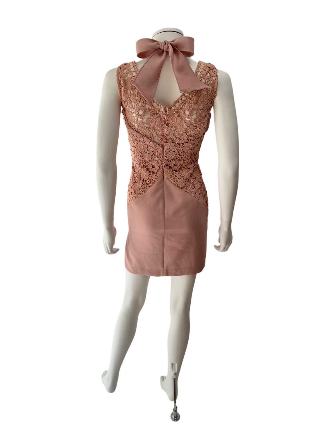 【103】ネックリボン レース スリット ミニ丈 ミニドレス an