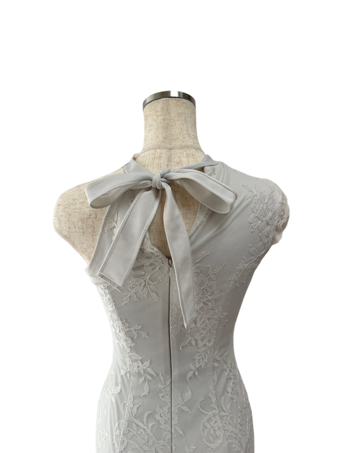 【155】ネックリボン ワンショルダー レース ジップ ROBE de FLEURS Glossy