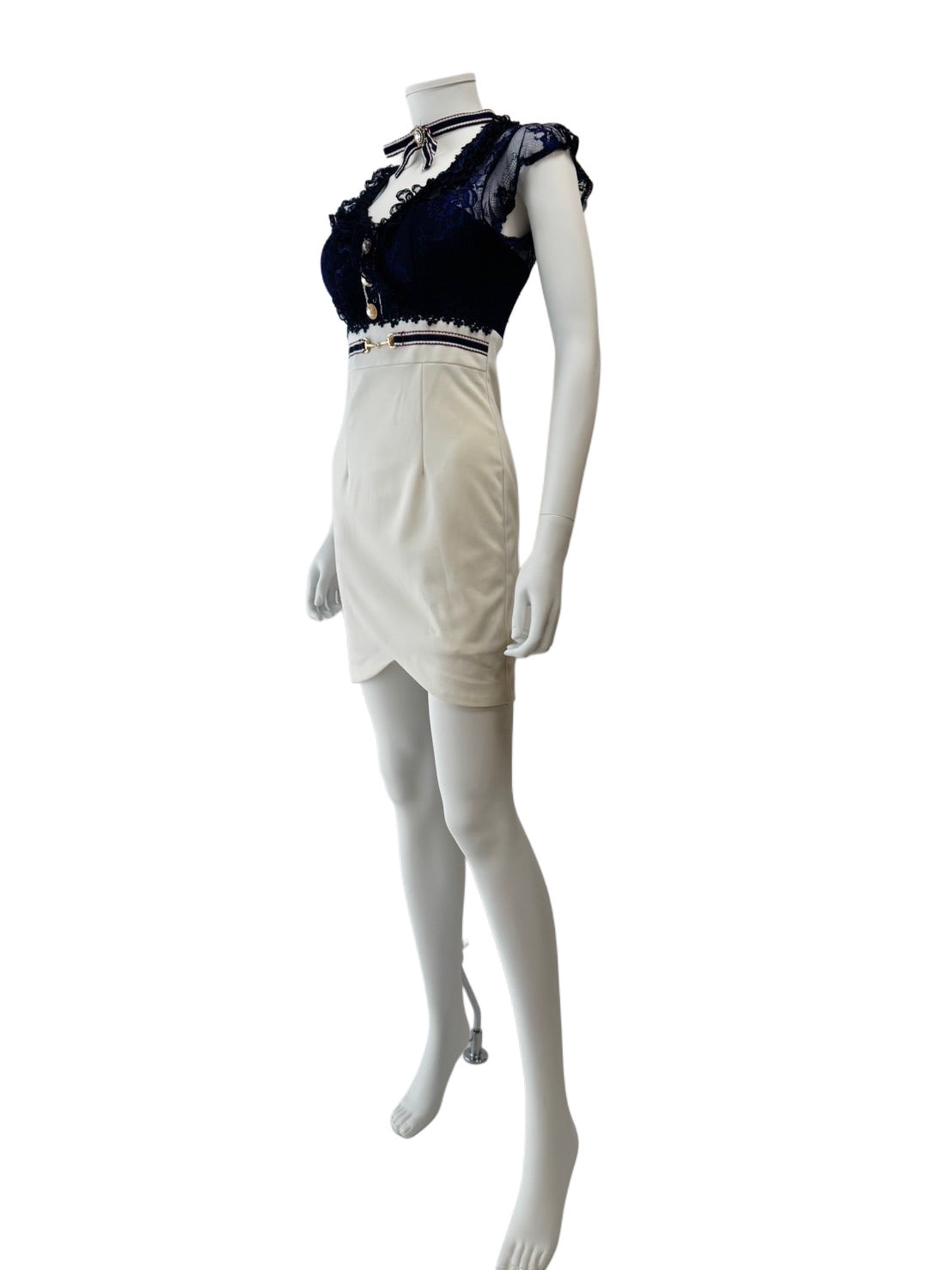 【145】レース ベルト ネックリボン スリット バイカラー ROBE de FLEURS
