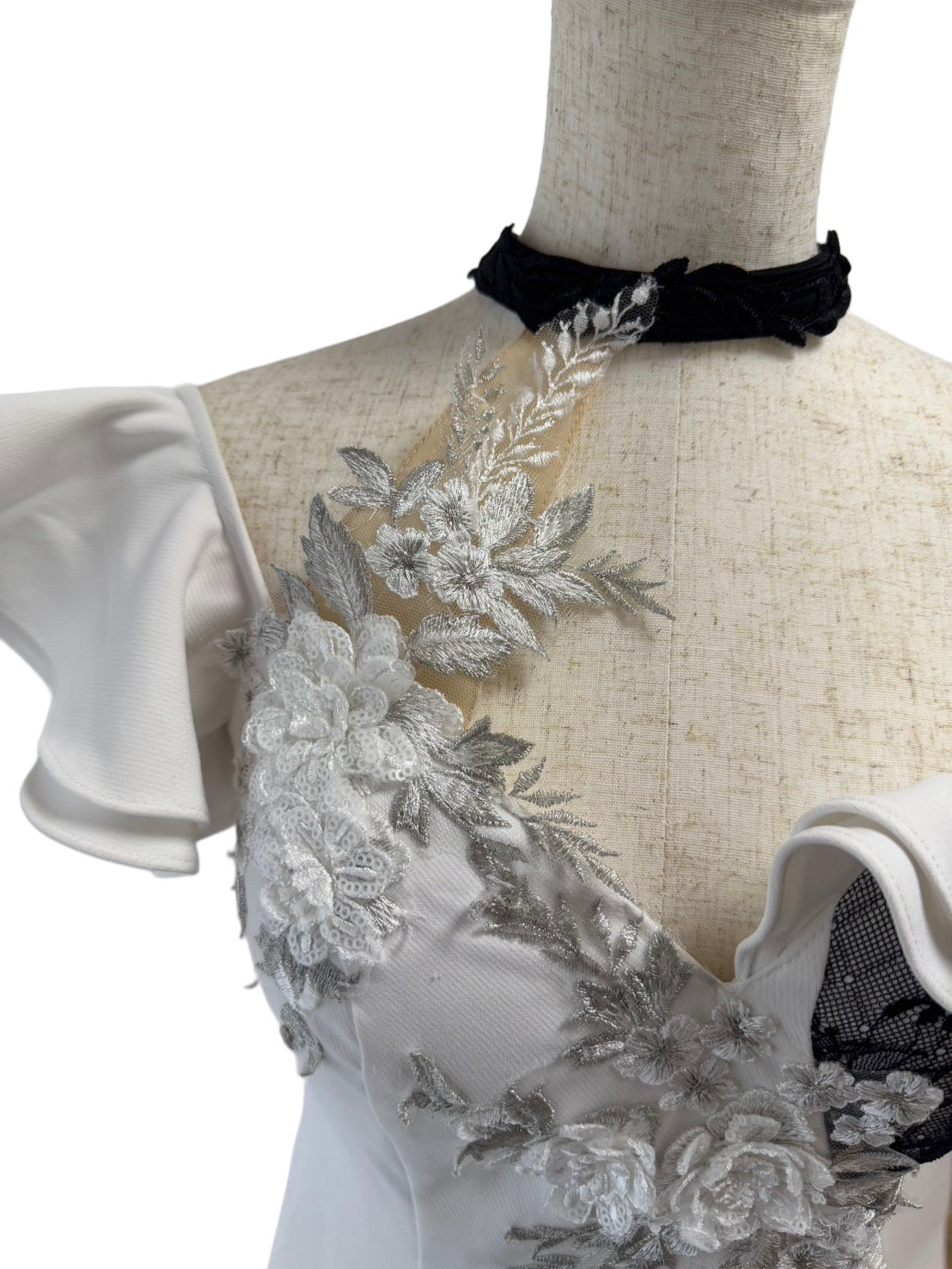 【118】レース フリル シースルー ミニ丈 ミニドレス ROBE de FLEURS Glossy