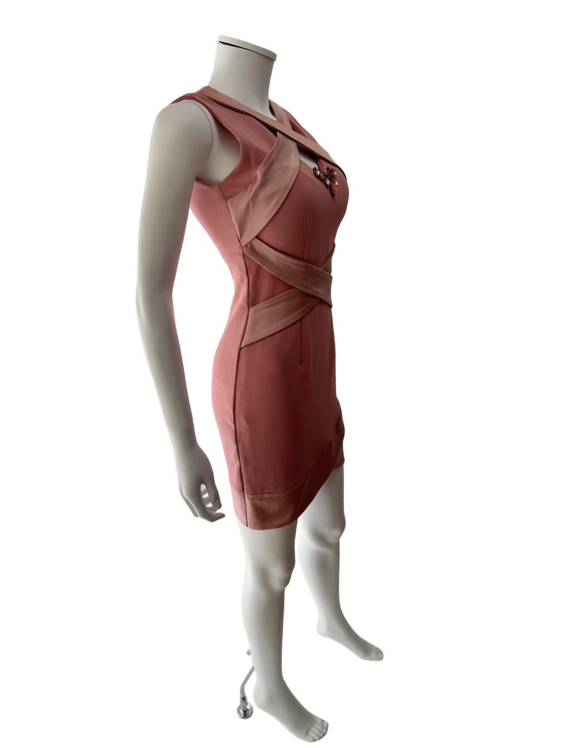 【134】ノースリーブ スリット ビジュー ミニドレス Andy