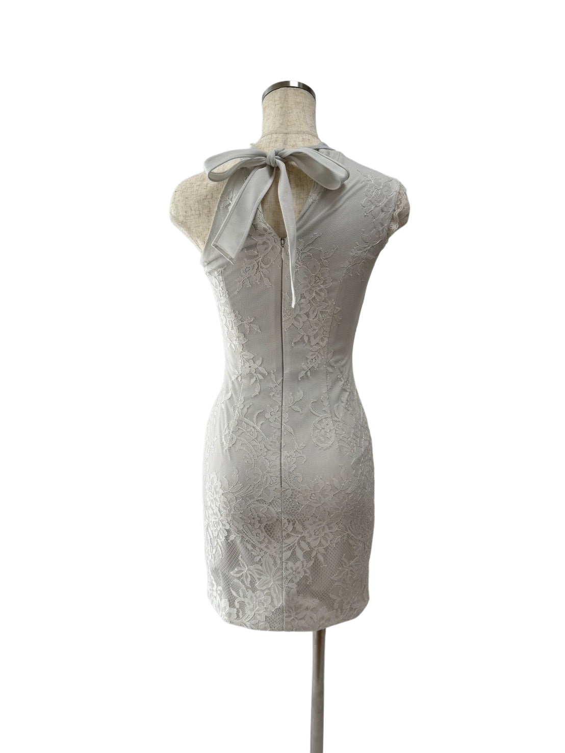 【155】ネックリボン ワンショルダー レース ジップ ROBE de FLEURS Glossy