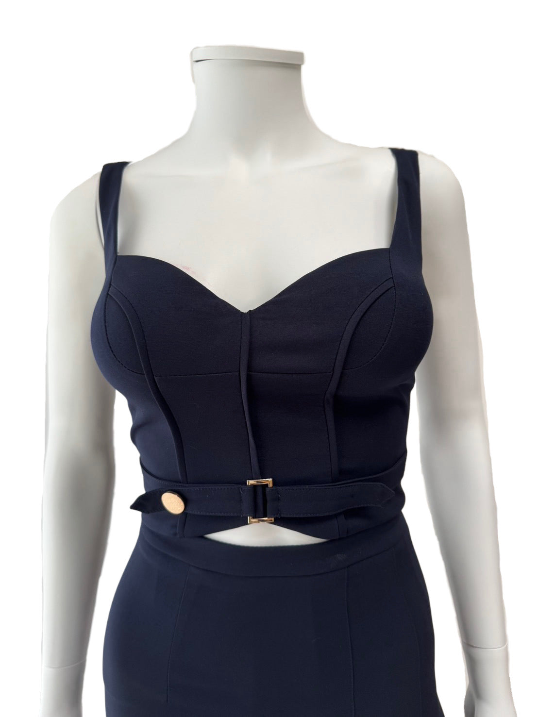 【139】セットアップ プリーツ ノースリーブ ベルト ミニドレス ROBE de FLEURS Glossy