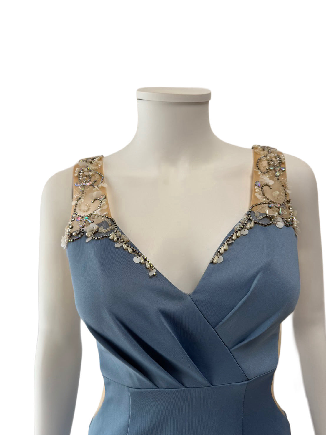 【149】ノースリーブ ビジュー シースルー ギャザー ミニドレス ANGLE R