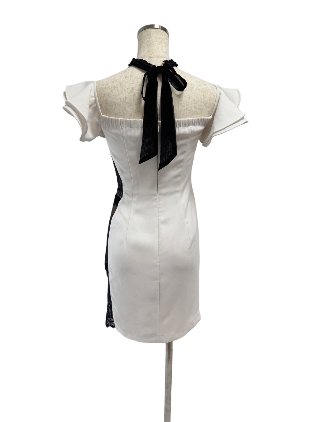 【118】レース フリル シースルー ミニ丈 ミニドレス ROBE de FLEURS Glossy