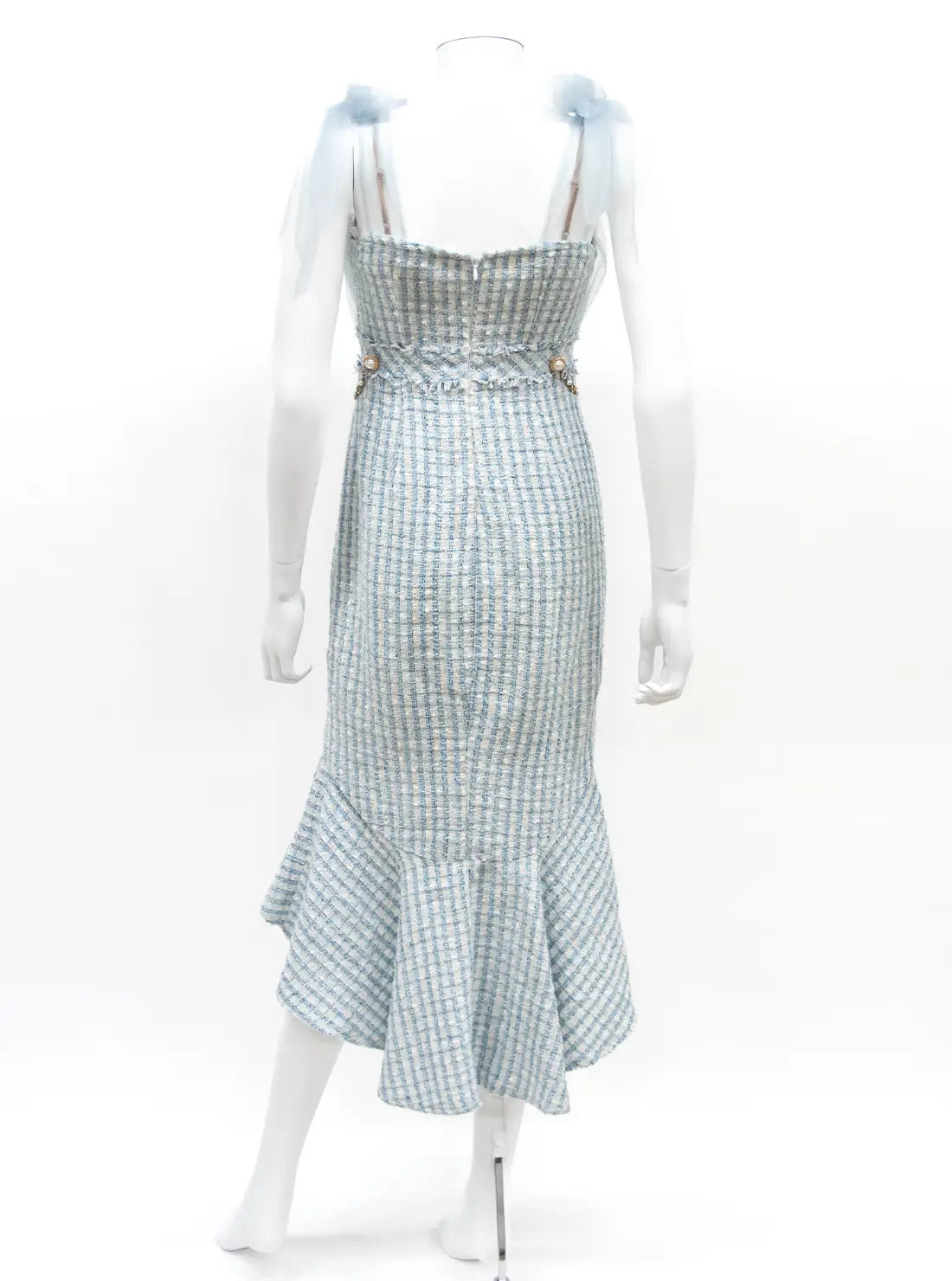 チュール ツイード ビジュー マーメイド キャミソール ミディアムドレス キャバドレス an | et toi（エトワ） レンタルキャバドレス