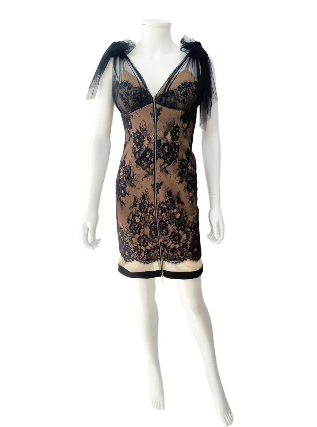 総レース チュール キャミソール シアー ひざ丈 ミディアムドレス キャバドレス an | et toi（エトワ） レンタルキャバドレス