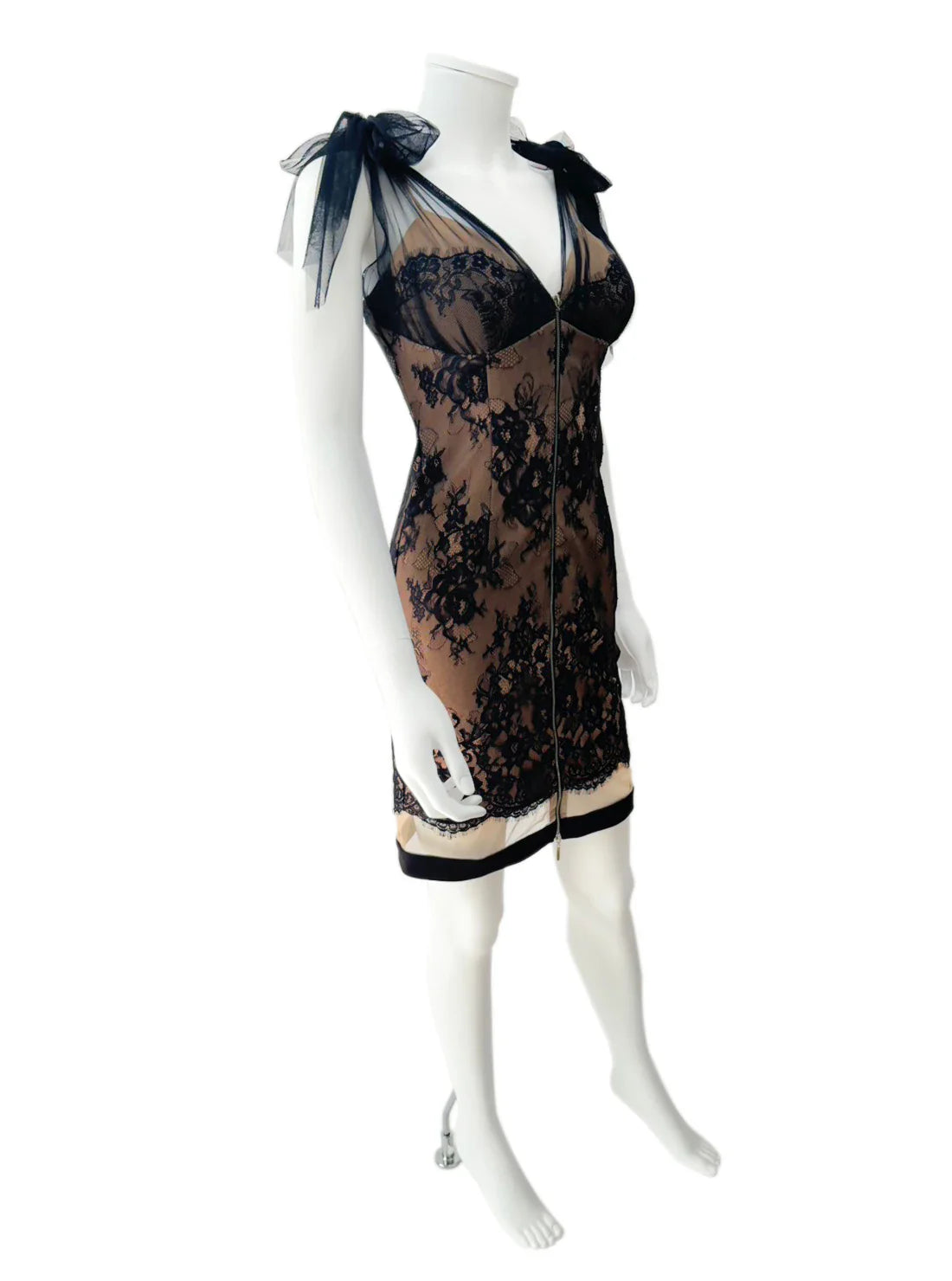 総レース チュール キャミソール シアー ひざ丈 ミディアムドレス キャバドレス an | et toi（エトワ） レンタルキャバドレス