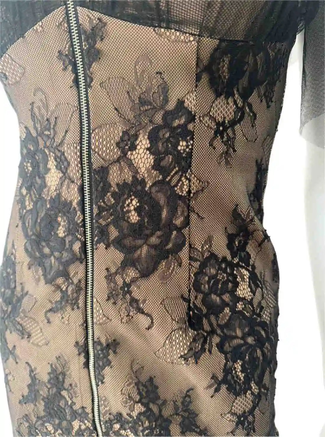 総レース チュール キャミソール シアー ひざ丈 ミディアムドレス キャバドレス an | et toi（エトワ） レンタルキャバドレス