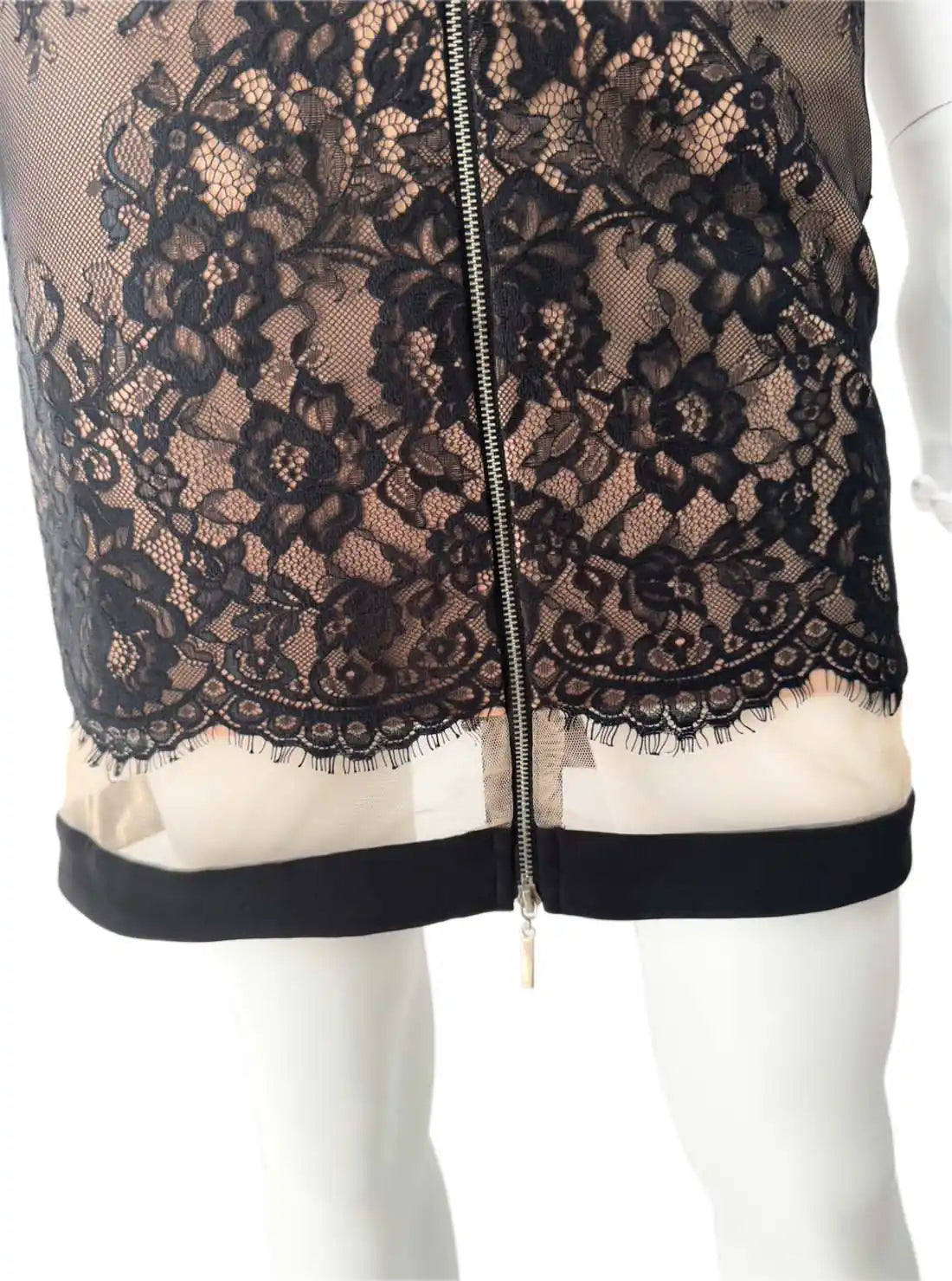 総レース チュール キャミソール シアー ひざ丈 ミディアムドレス キャバドレス an | et toi（エトワ） レンタルキャバドレス