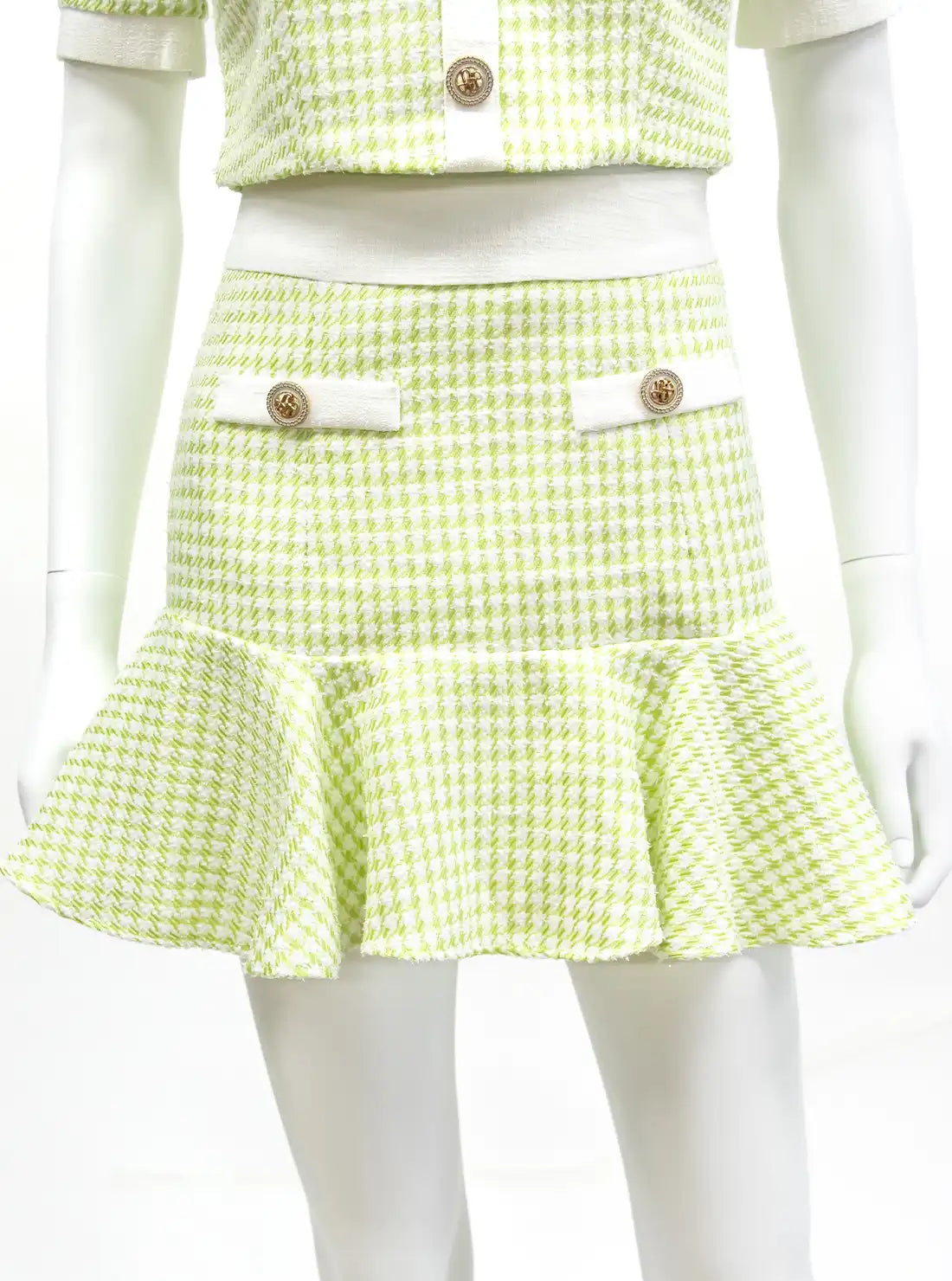 セットアップ ツイード フロントボタン 半袖 袖あり Aライン フレア ミニドレス キャバドレス an | et toi（エトワ） レンタルキャバドレス