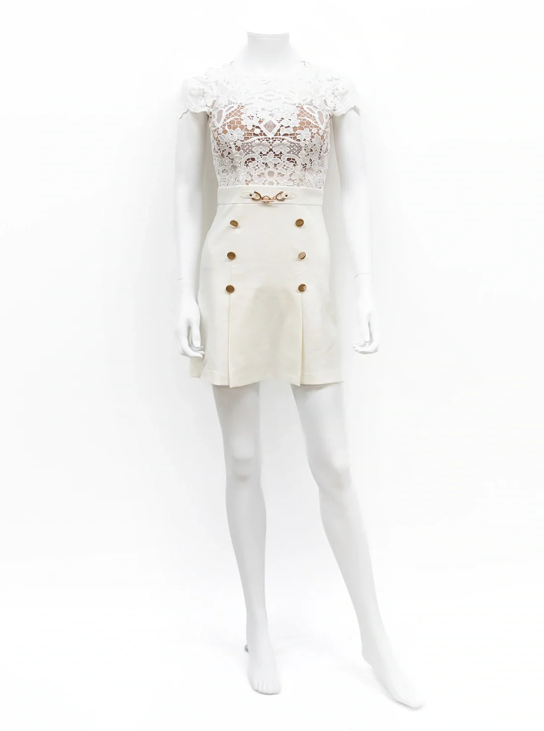 レース プリーツ 半袖 袖あり Aライン フレア ミニドレス キャバドレス an | et toi（エトワ） レンタルキャバドレス